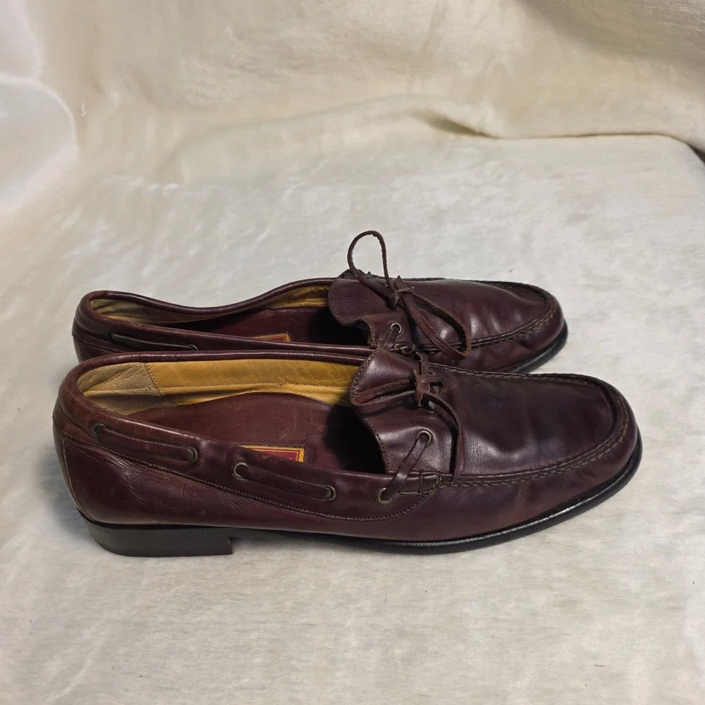 Vintage Cole Haan Country Boat Shoes Loafers Brown Leather Italian Mens 8.5 D